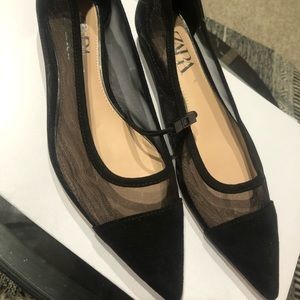 Zara black mesh flats Brand New !